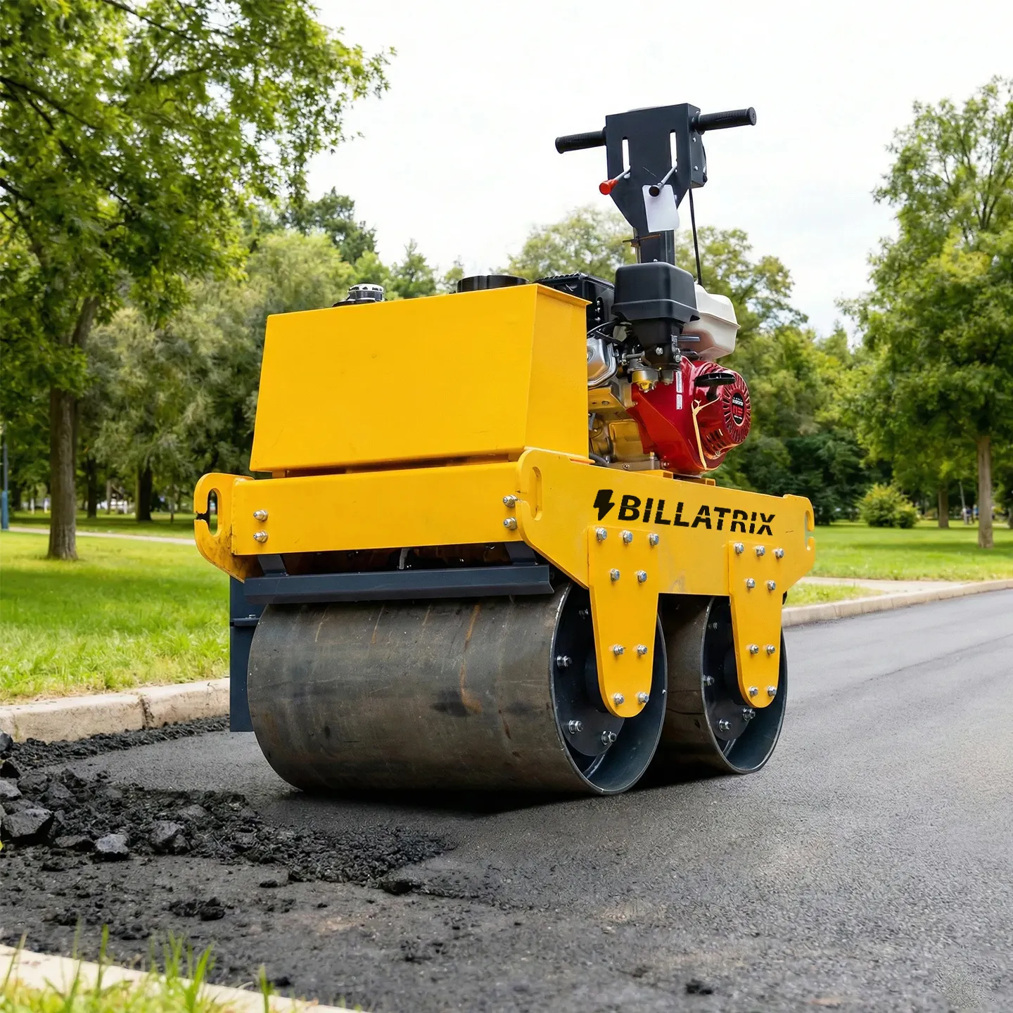 BILLATRIX HT-JS800A Ручной двухвальцовый гидравлический каток бензин 480 кг 